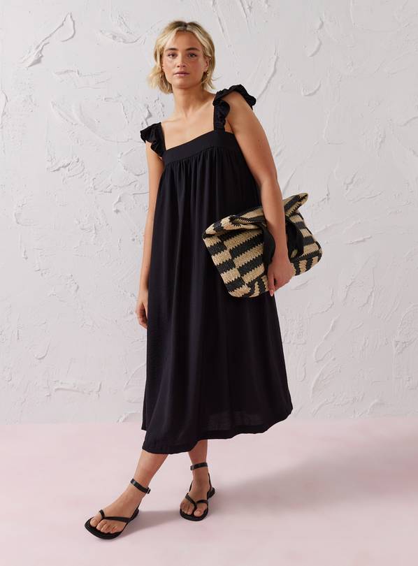 EVERBELLE Black Frill Sleeve Trapeze Maxi Dress 16