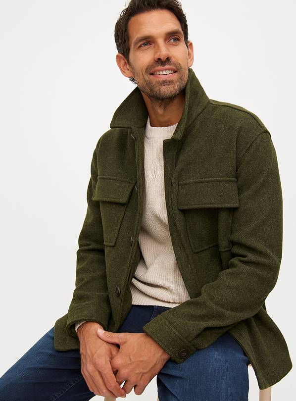 Khaki Wool-Look Shacket L