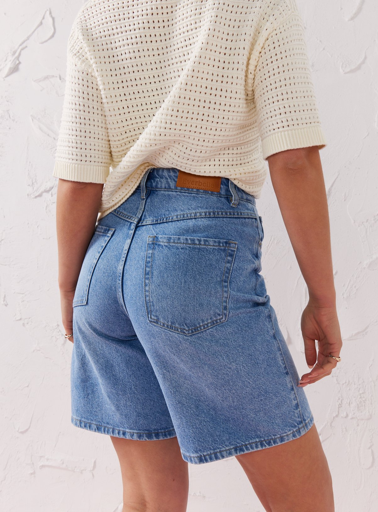 EVERBELLE Mid Blue Wash Denim City Shorts  12 - Image 4 thumbnail
