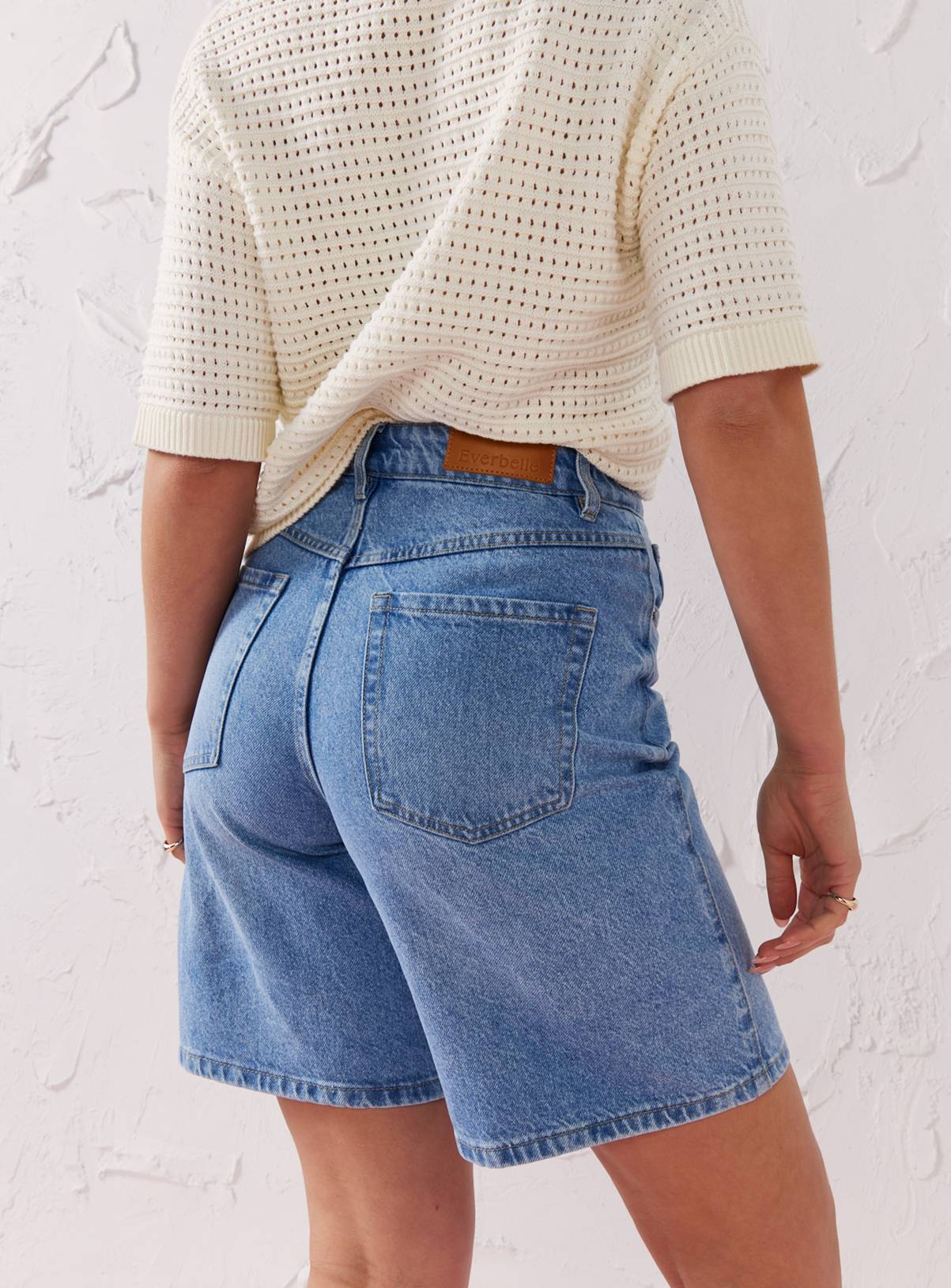 EVERBELLE Mid Blue Wash Denim City Shorts  12 - Image 4