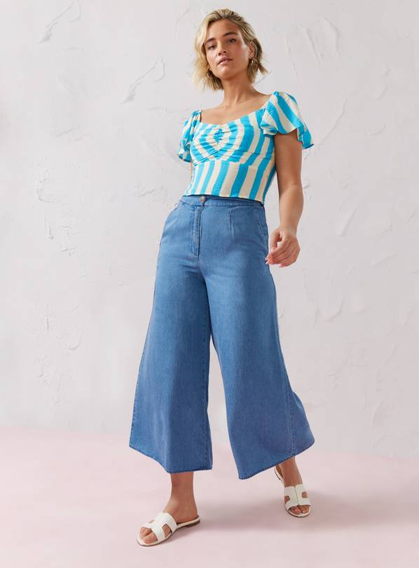 EVERBELLE Blue Super Wide Leg Tencel Trousers 14