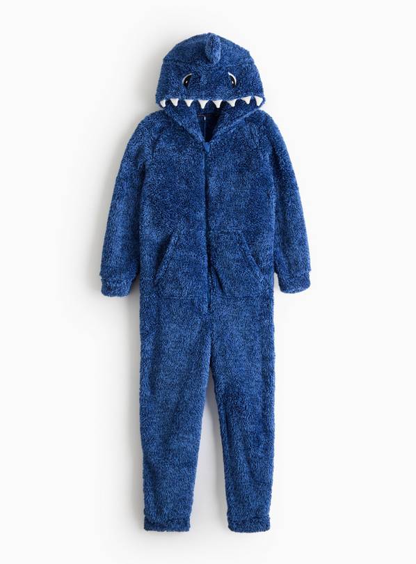 Novelty Shark Navy Fleece All-In-One 3-4 years