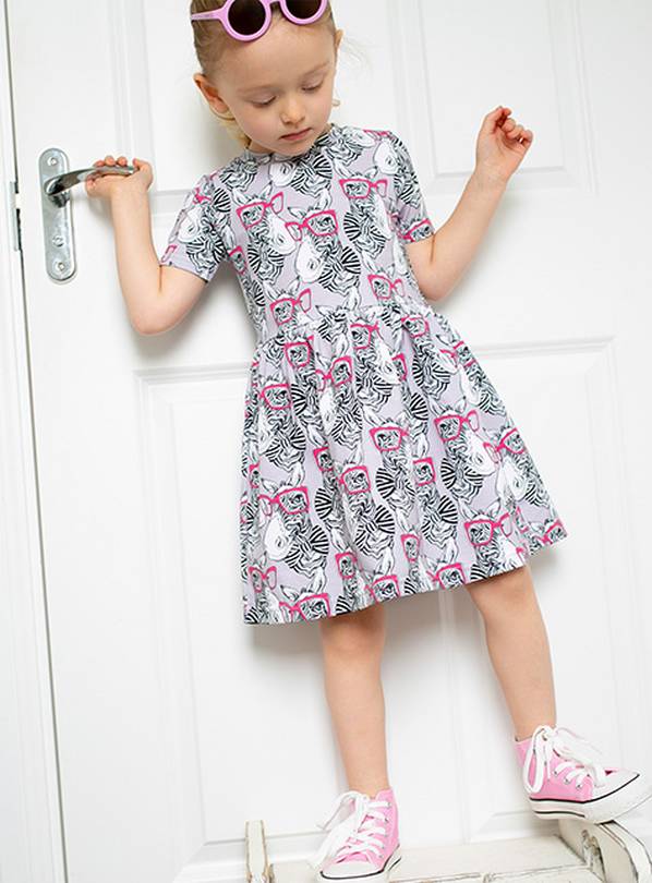 FRED & NOAH Pink Spec Zebra Dress 3-4 Years