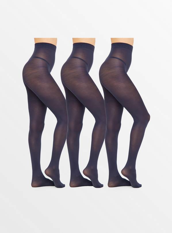 Navy 60 Denier Opaque Tights 3 Pack  L