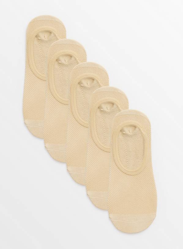 Beige Mesh Footsies 5 Pack 4-6