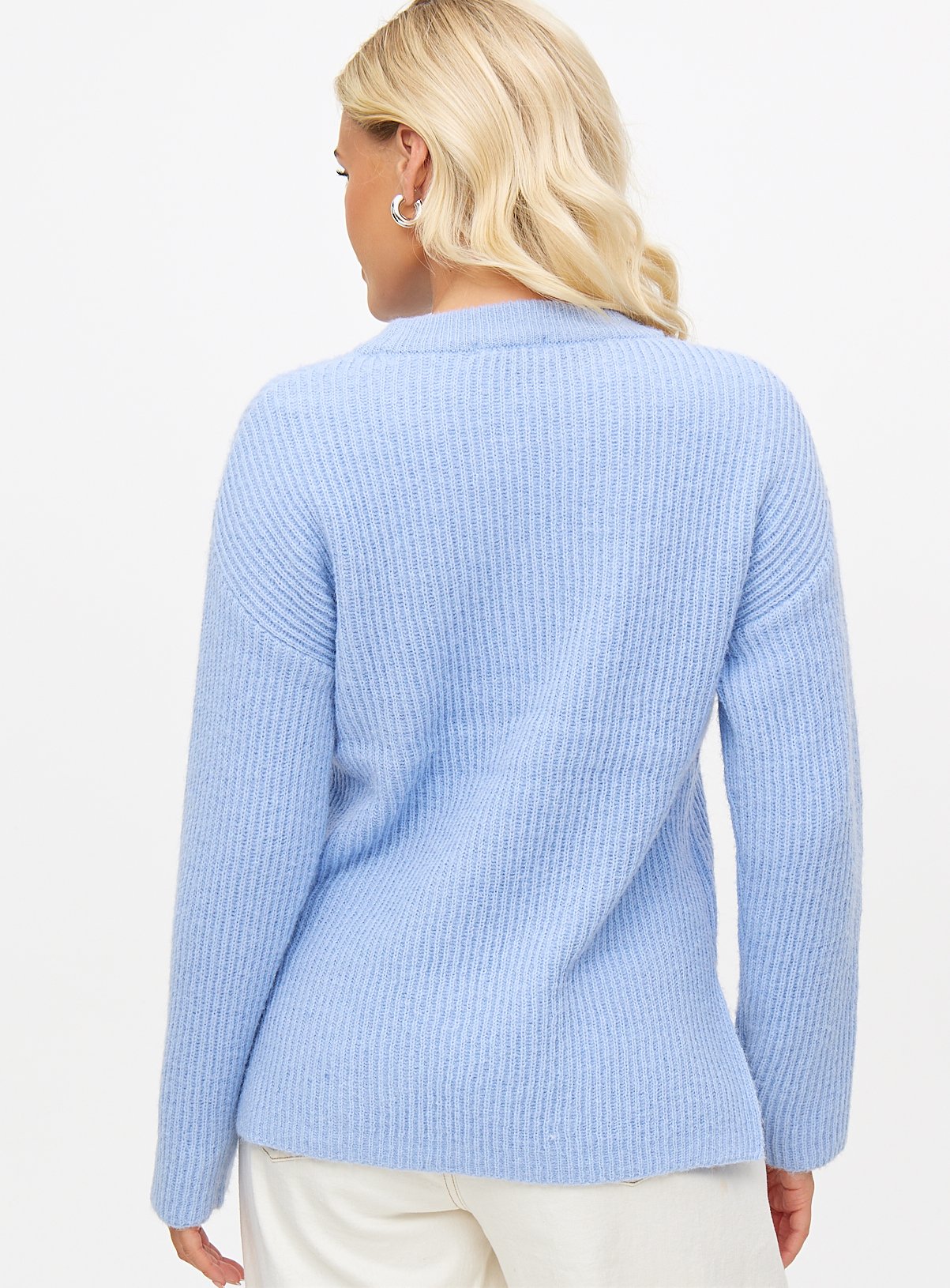 Blue Side Split Relaxed Knitted Jumper M - Image 4 thumbnail