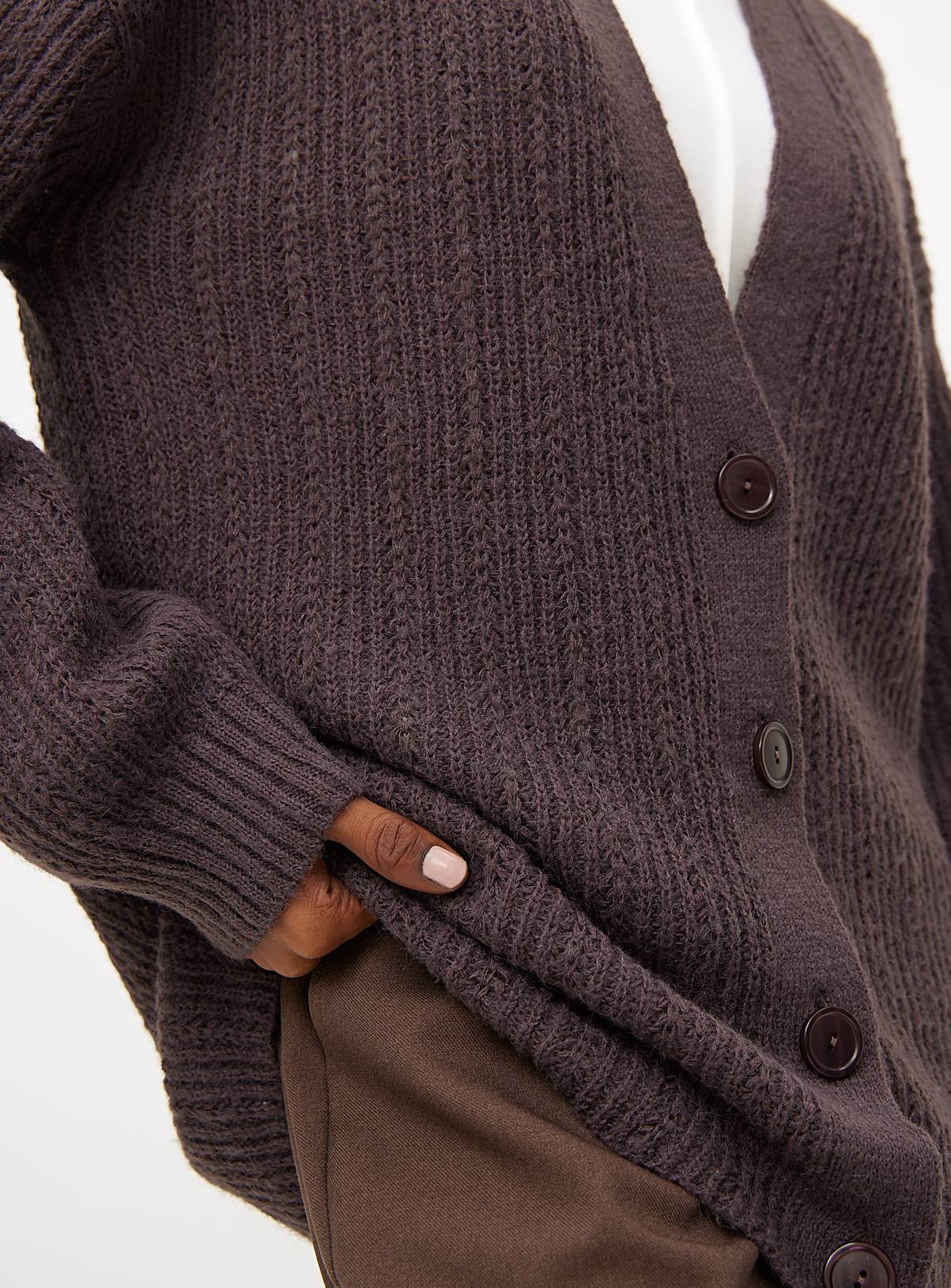 Brown Pointelle Button-Through Cardigan  18 - Image 2