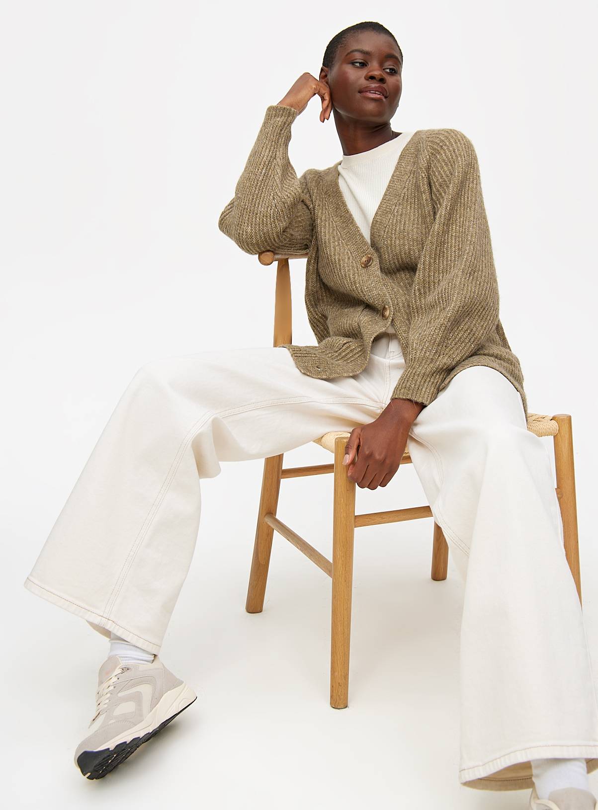 Green Longline Slouch Cardigan M - Image 2