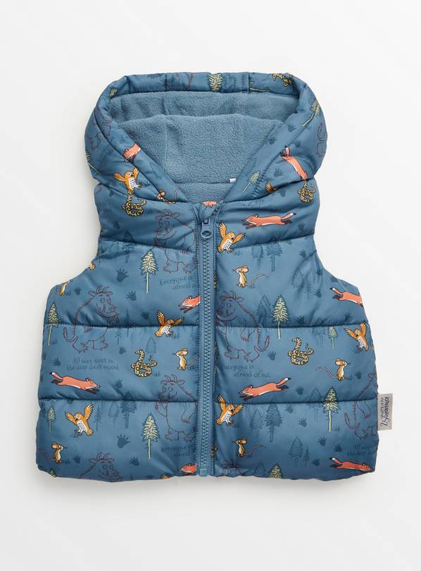 Gruffalo Blue Printed Hooded Gilet  12-18 months