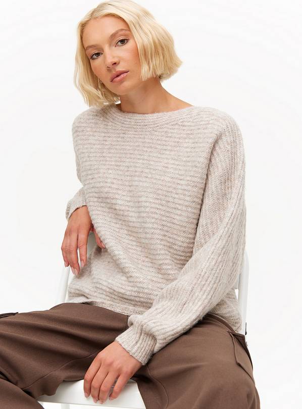 Neutral Batwing Knitted Jumper  8