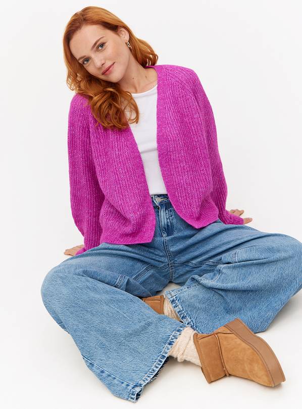 Purple Cropped Slouch Cardigan S