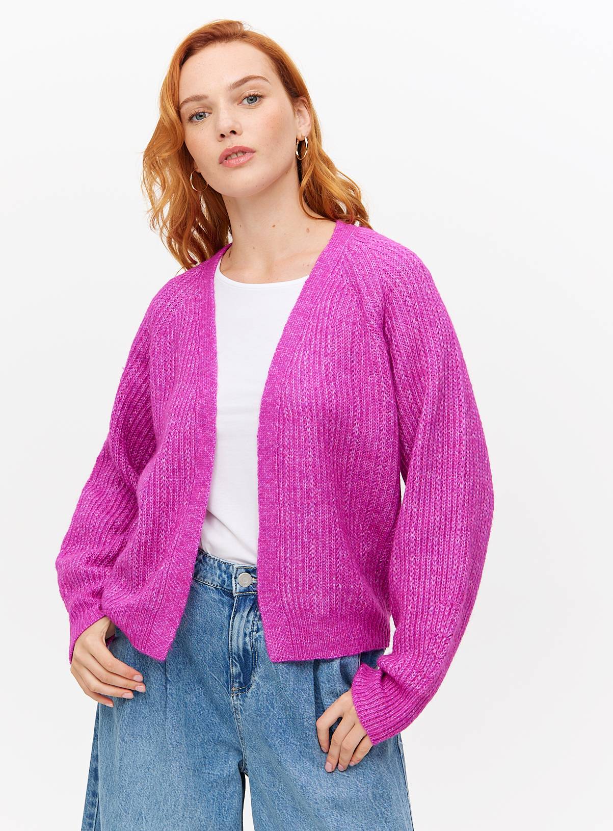 Purple Cropped Slouch Cardigan S - Image 2