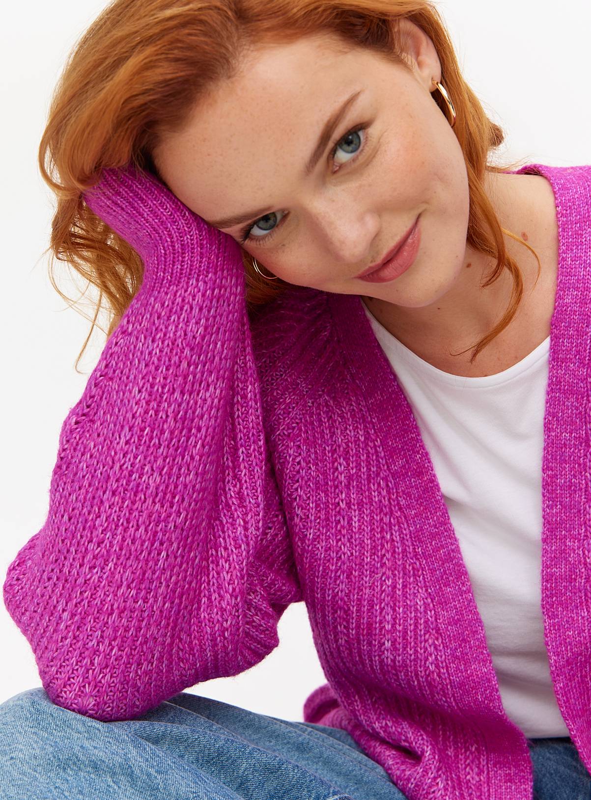 Purple Cropped Slouch Cardigan S - Image 3