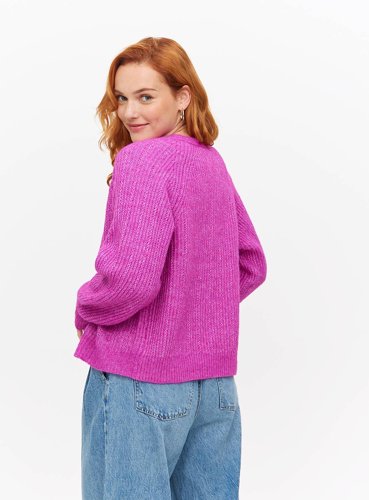 Purple Cropped Slouch Cardigan S - Image 4