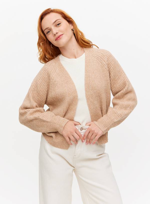 Tan Cropped Slouch Cardigan L