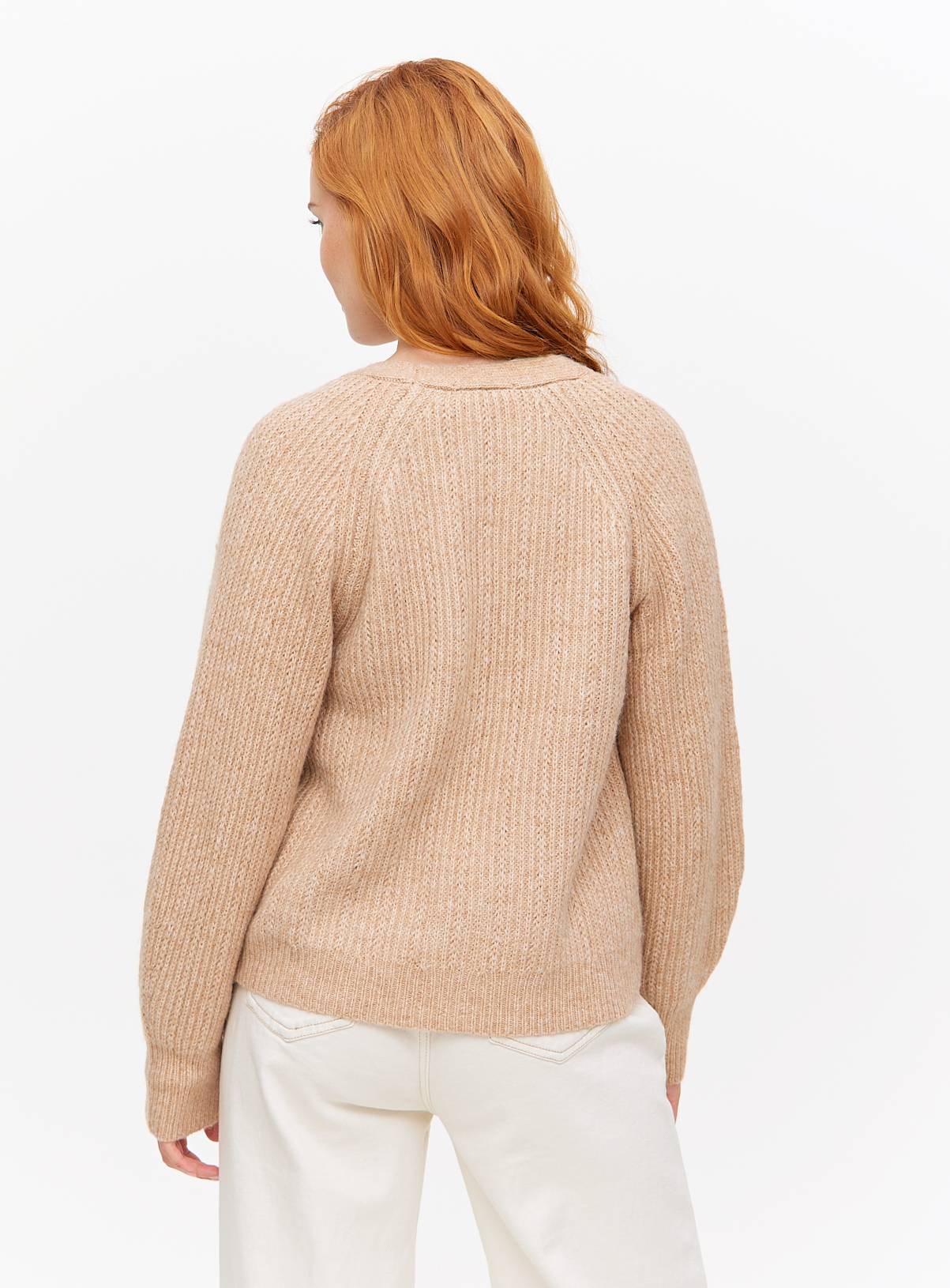 Tan Cropped Slouch Cardigan L - Image 4