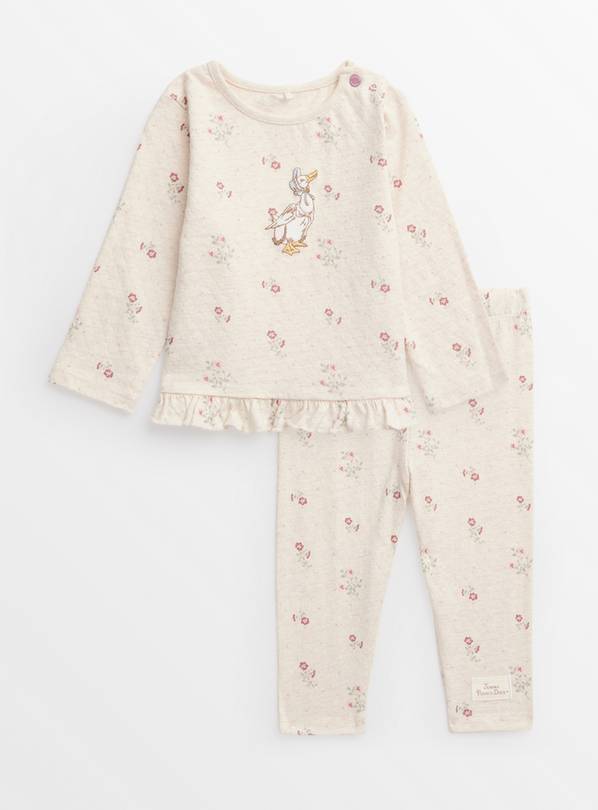 Jemima Puddle-Duck Beige Floral Pointelle Pyjamas 9-12 months