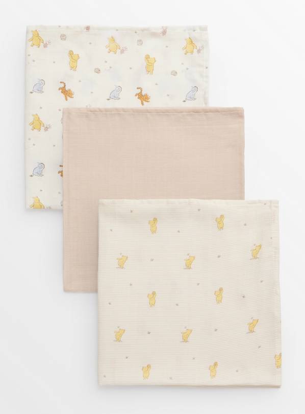 Disney Winnie The Pooh Printed Muslin Cloths 3 Pack One Size