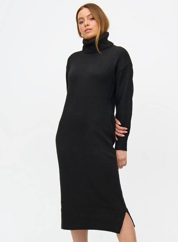 Black Longline Roll Neck Jumper  22