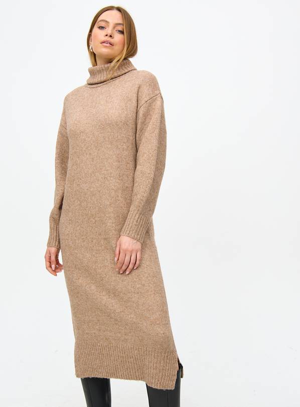 Tan Longline Roll Neck Dress 12