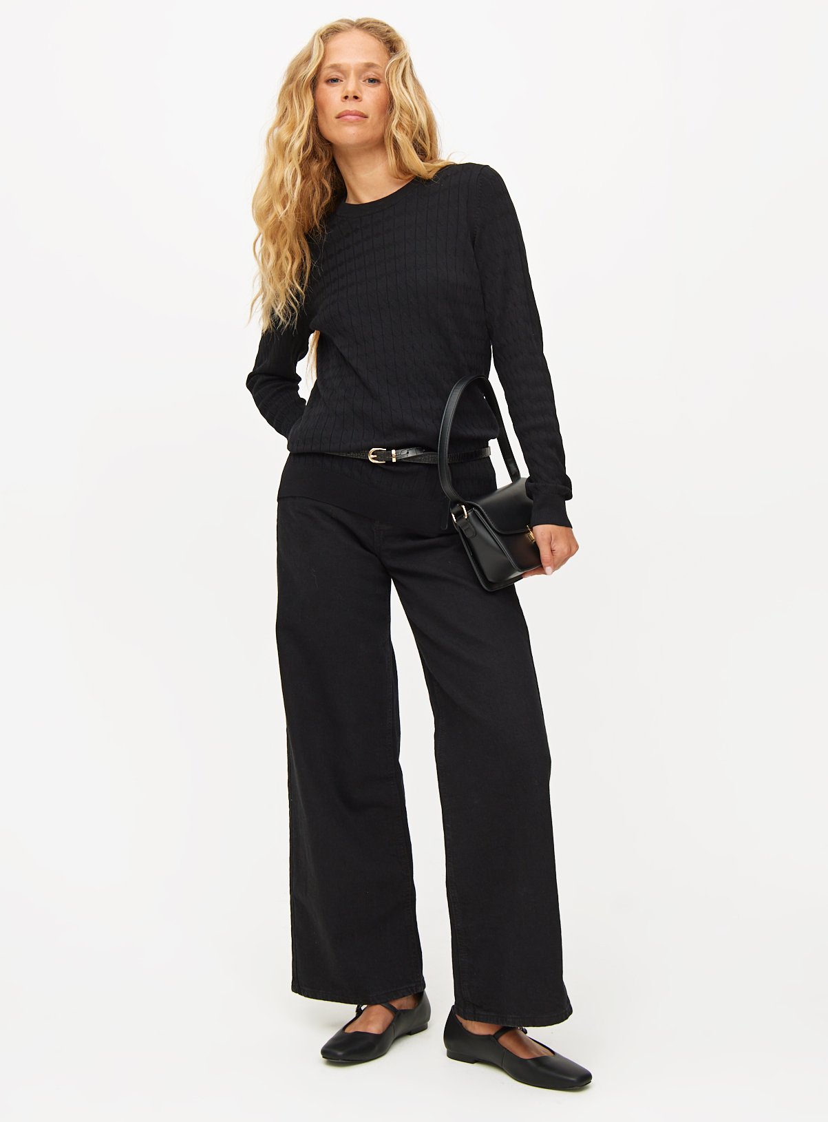 Black Cable Detail Crew Neck Jumper 10 - Image 2 thumbnail