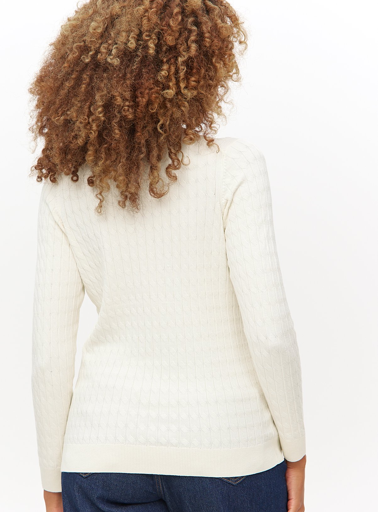 Cream Cable Detail Crew Neck Jumper 12 - Image 4 thumbnail