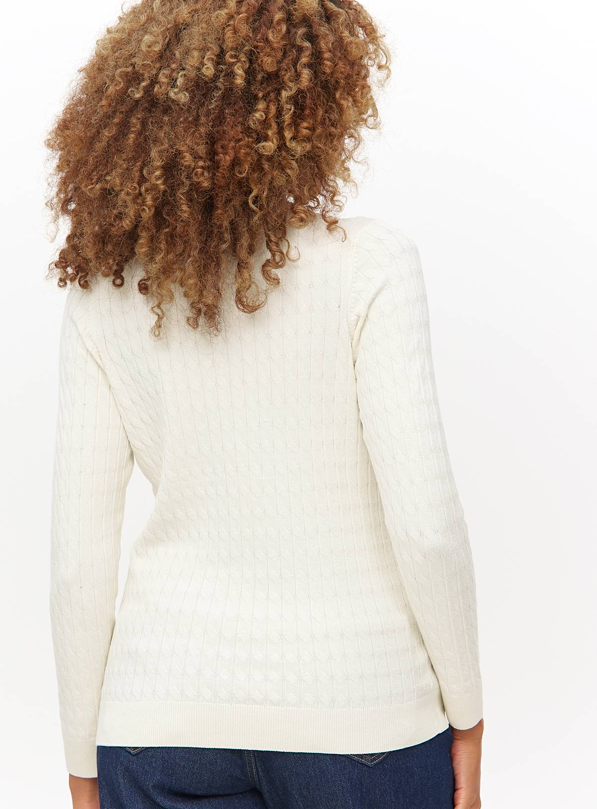 Cream Cable Detail Crew Neck Jumper 12 - Image 4