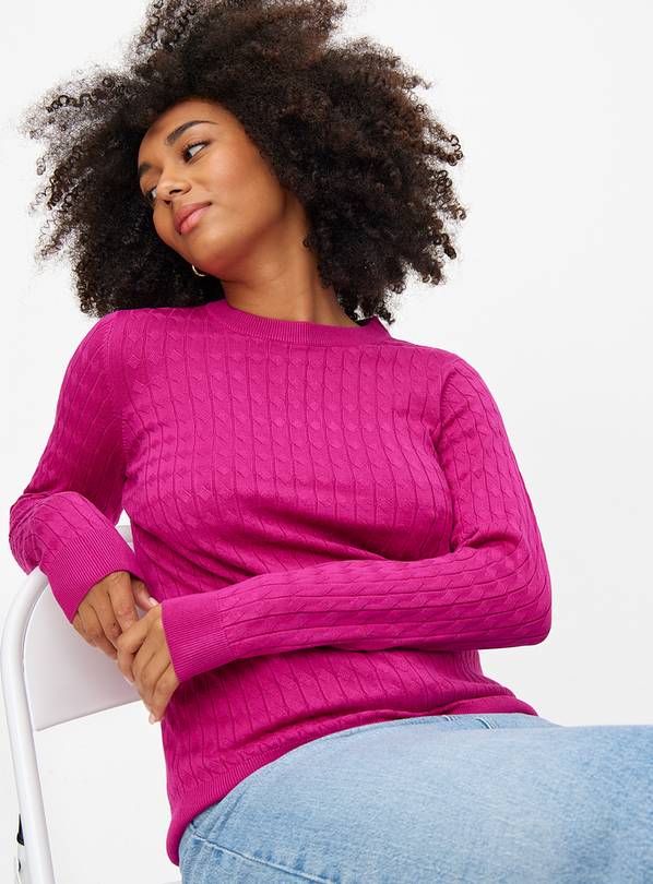 Purple Cable Detail Crew Neck Jumper 22