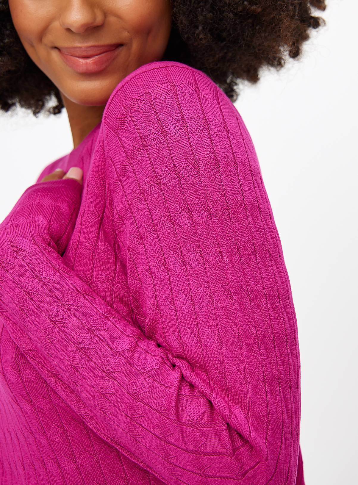 Purple Cable Detail Crew Neck Jumper 12 - Image 2