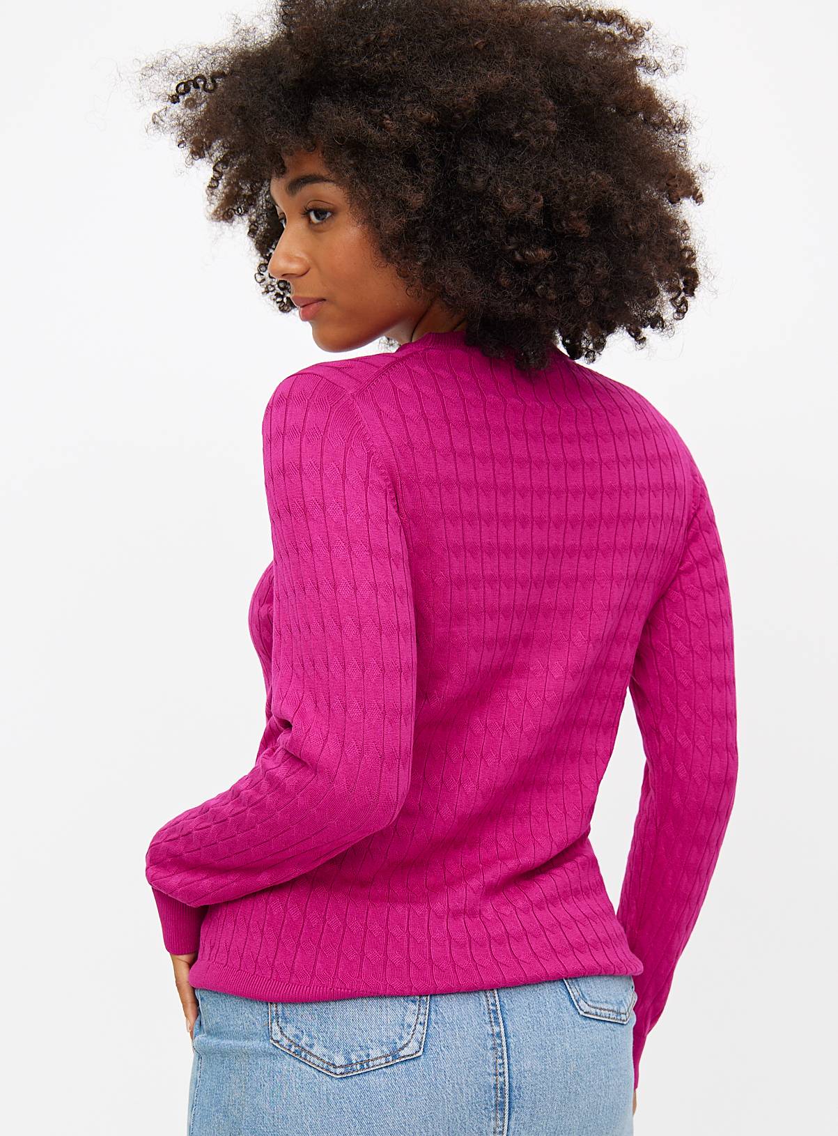 Purple Cable Detail Crew Neck Jumper 12 - Image 4