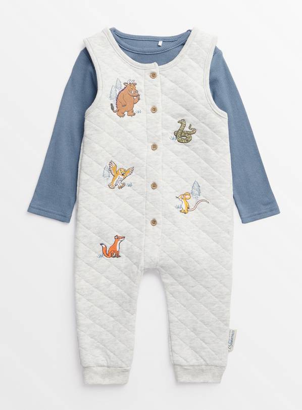 Gruffalo Bodysuit & Grey Quilted Dungarees Set 18-24 months