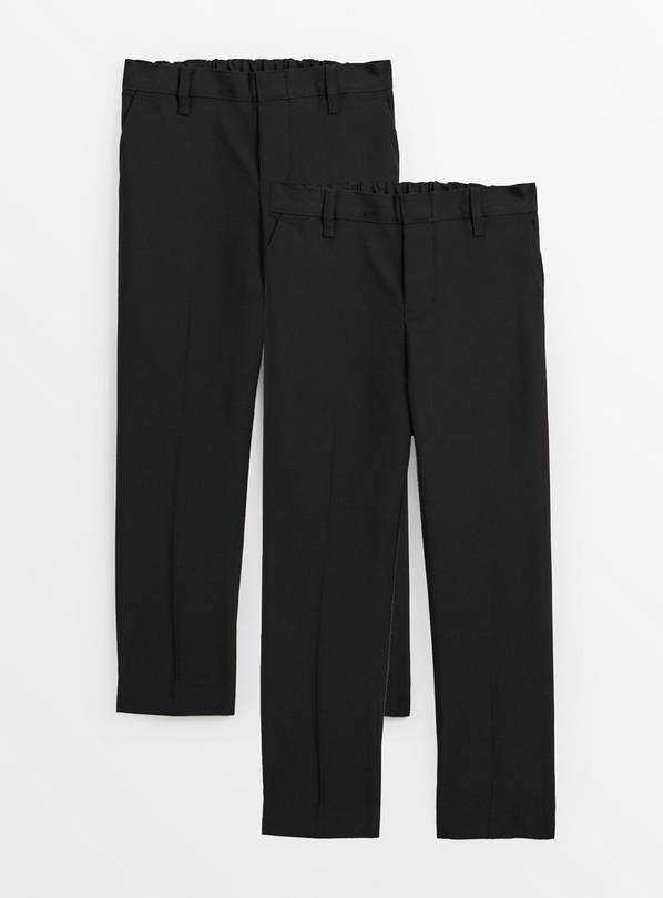 2 Pack 'Dress with Ease' Blcak Trousers with Reinforced Knees & Extendable Hems 4 years