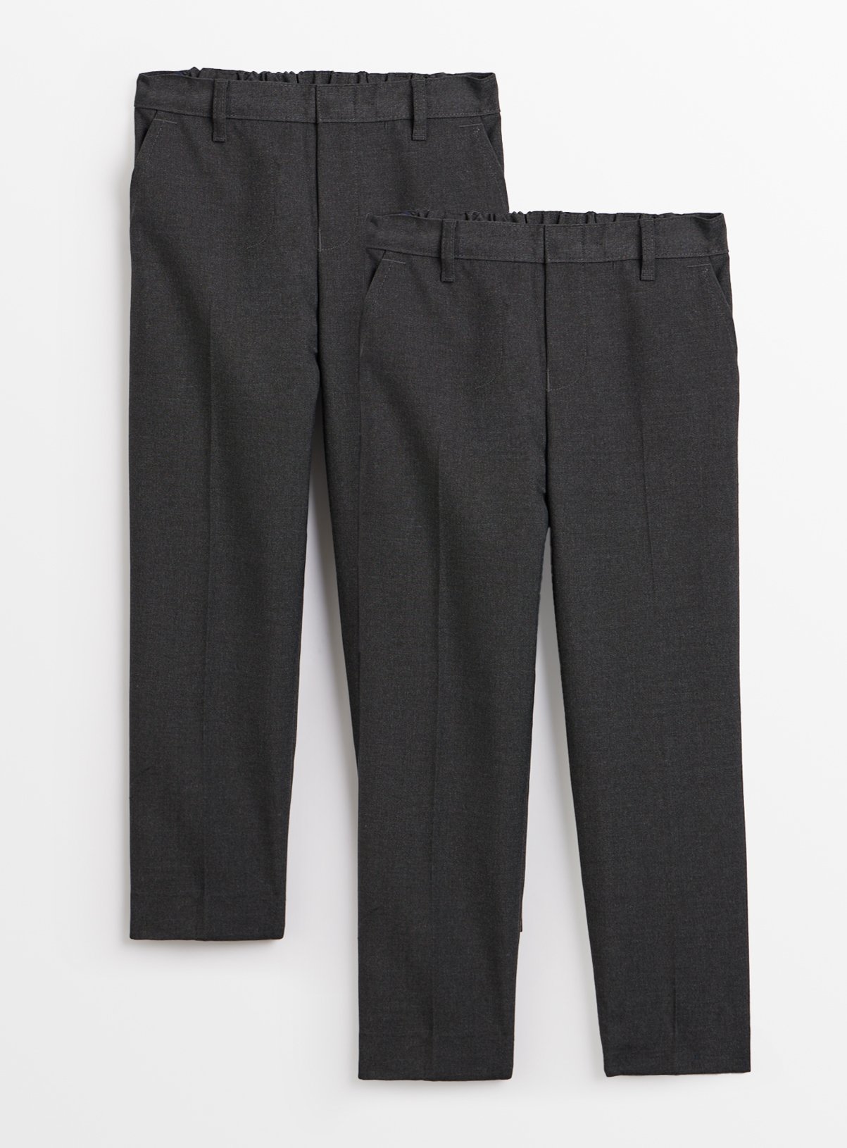 Grey Grey 2 Pack 'Dress with Ease' Trousers with Reinforced Knees & Extendable Hems (10 Years) - Tu by Sainsbury's
