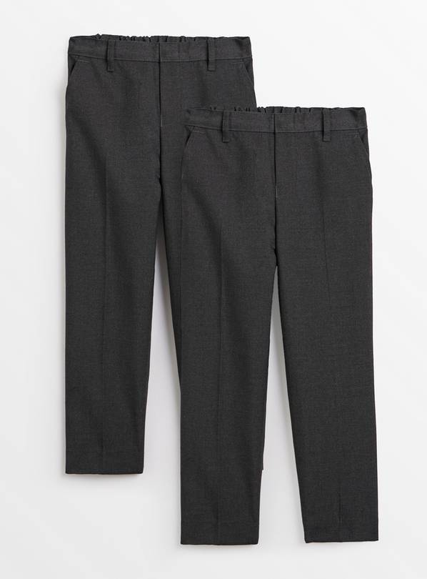 2 Pack 'Dress with Ease' Grey Trousers with Reinforced Knees & Extendable Hems 12 years
