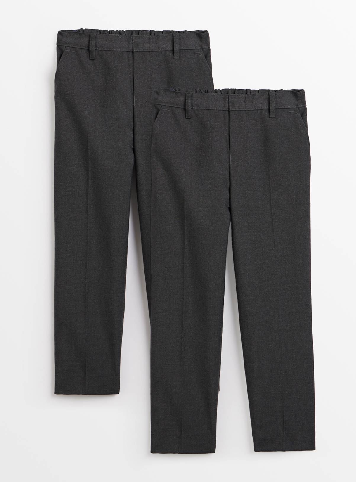 2 Pack 'Dress with Ease' Grey Trousers with Reinforced Knees & Extendable Hems 9 years - Image 1