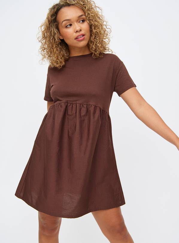 Buy Brown Babydoll Mini T Shirt Dress L Dresses Tu