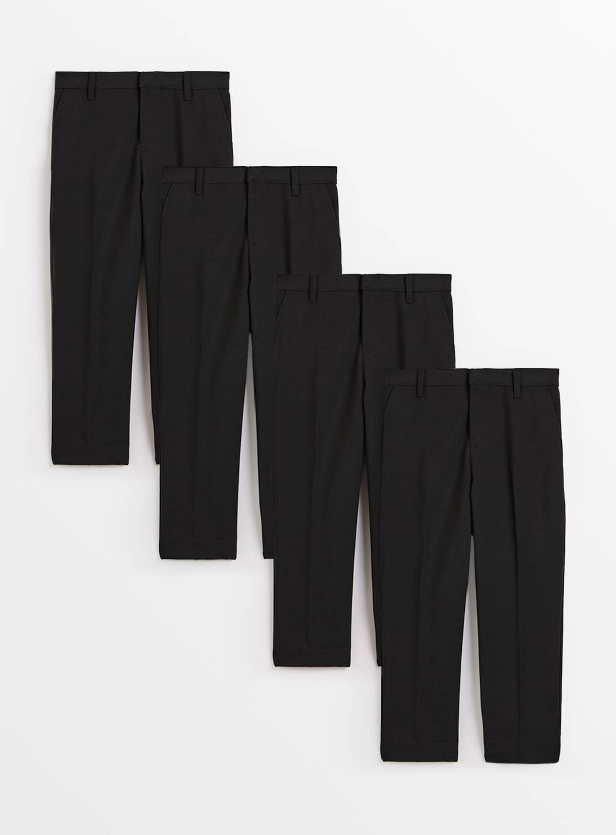 Black Woven Reinforced Knee Extendable Hem Trousers 4 Pack 9 years - Image 1