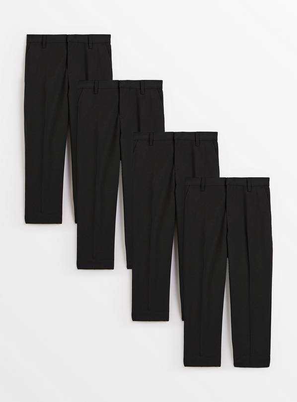 Black Reinforced Knee School Woven Trousers 4 Pack 8 years