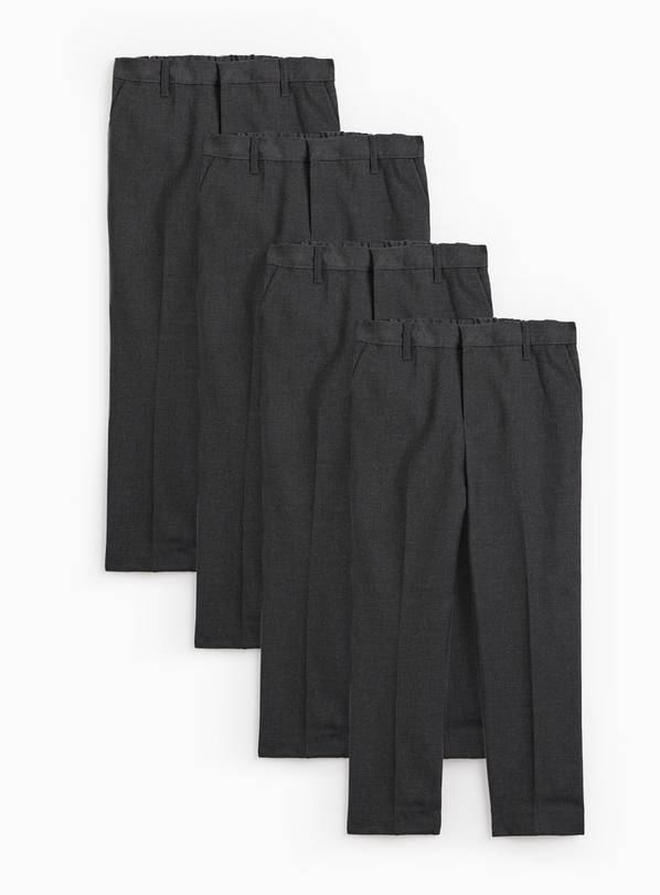 4 Pack Grey Trousers with Reinforced Knees & Extendable Hems 12 years
