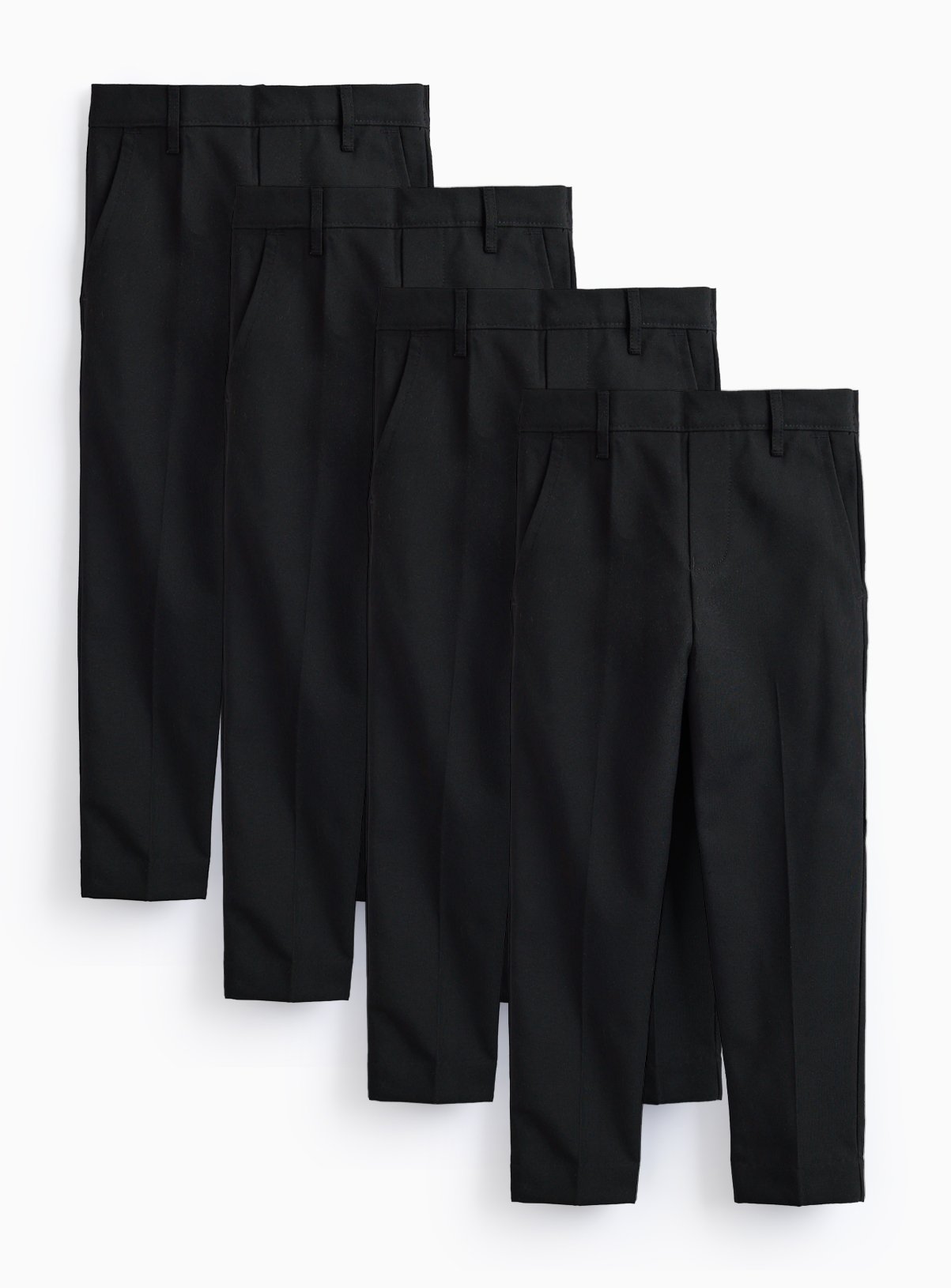 Black Woven Slim Fit Reinforced Knees Extendable Hem Trousers 4 Pack 12 years - Image 1 thumbnail