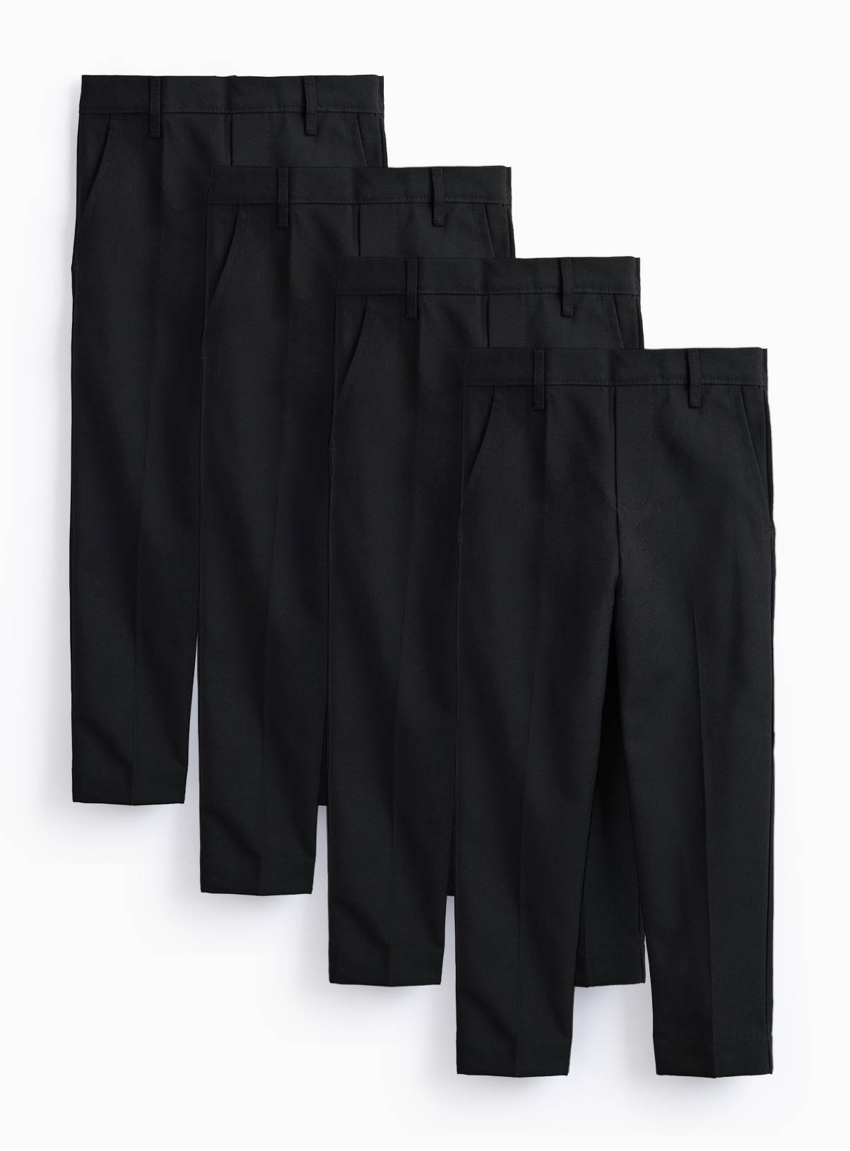 Black Woven Slim Fit Reinforced Knees Extendable Hem Trousers 4 Pack 12 years - Image 1