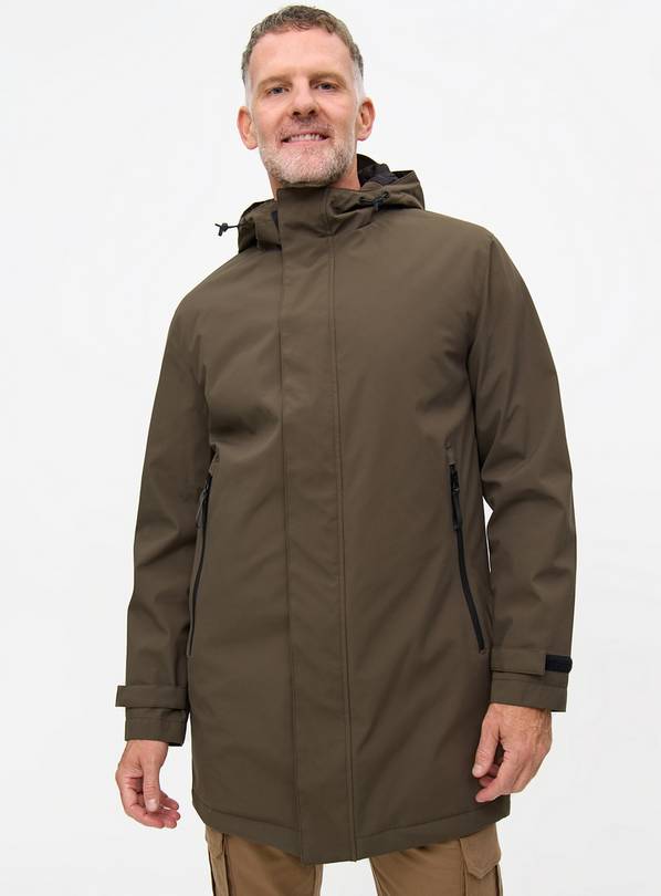 Khaki Clean Longline Parka Coat M