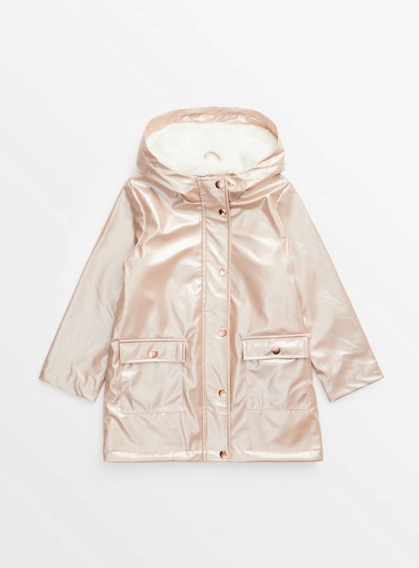 Rose Gold Metallic Fleece Lined Mac Coat 5-6 years