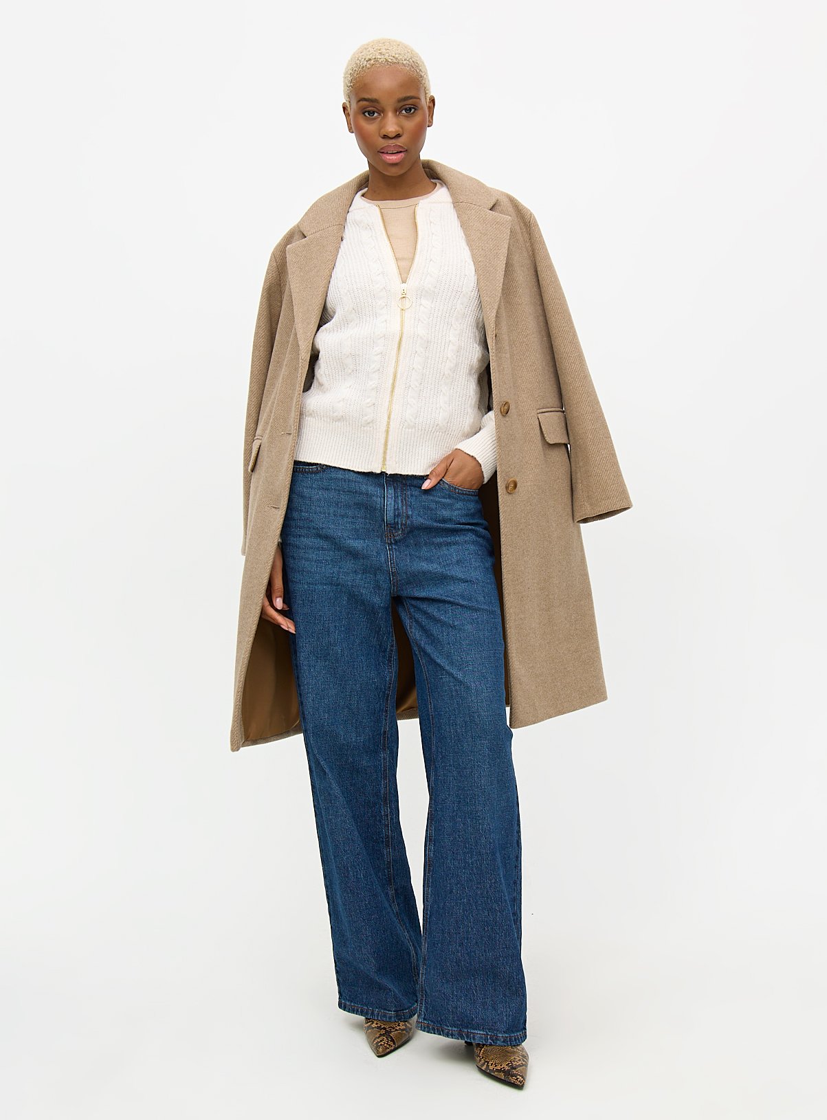 Cream Cable Knit Bomber Cardigan 20 - Image 2 thumbnail