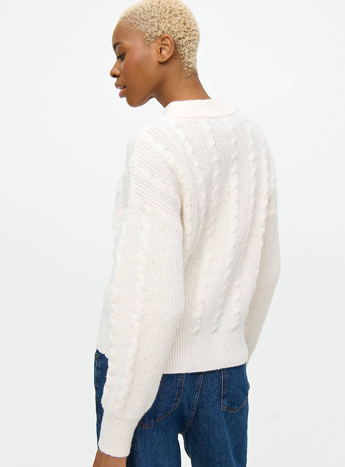 Cream Cable Knit Bomber Cardigan 20 - Image 4