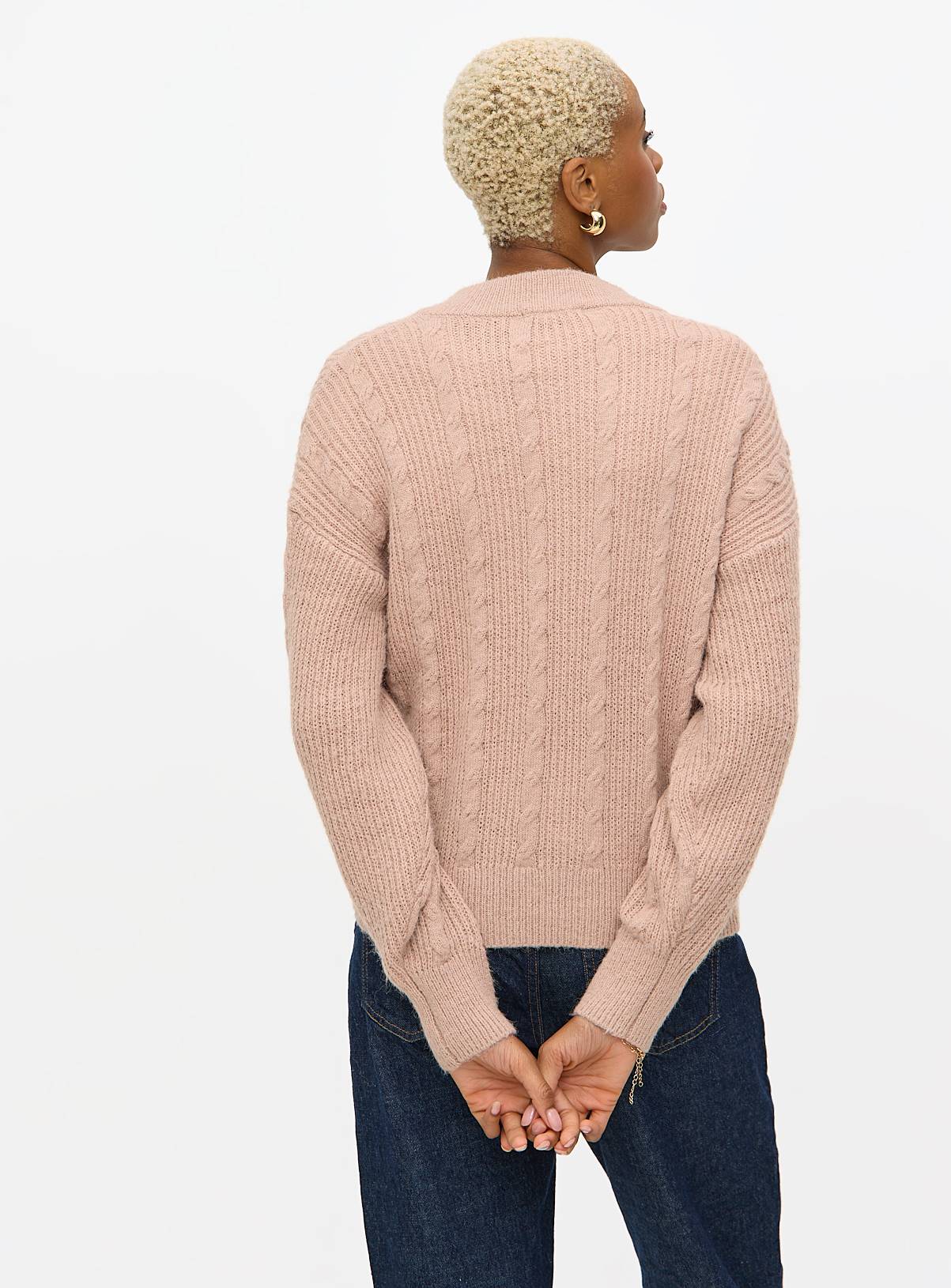 Tan Cable Knit Bomber Cardigan 24 - Image 4