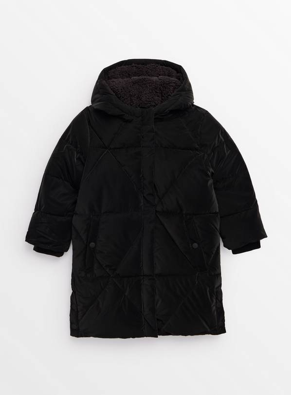 Black Longline Puffer Coat 7-8 years