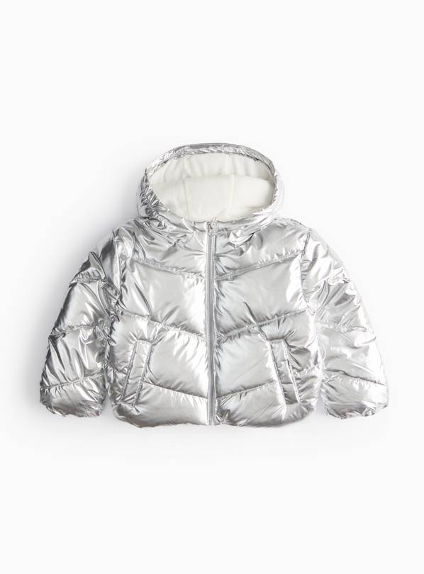 Buy Silver Metallic Boxy Puffer Jacket 5 6 years Occasionwear Tu