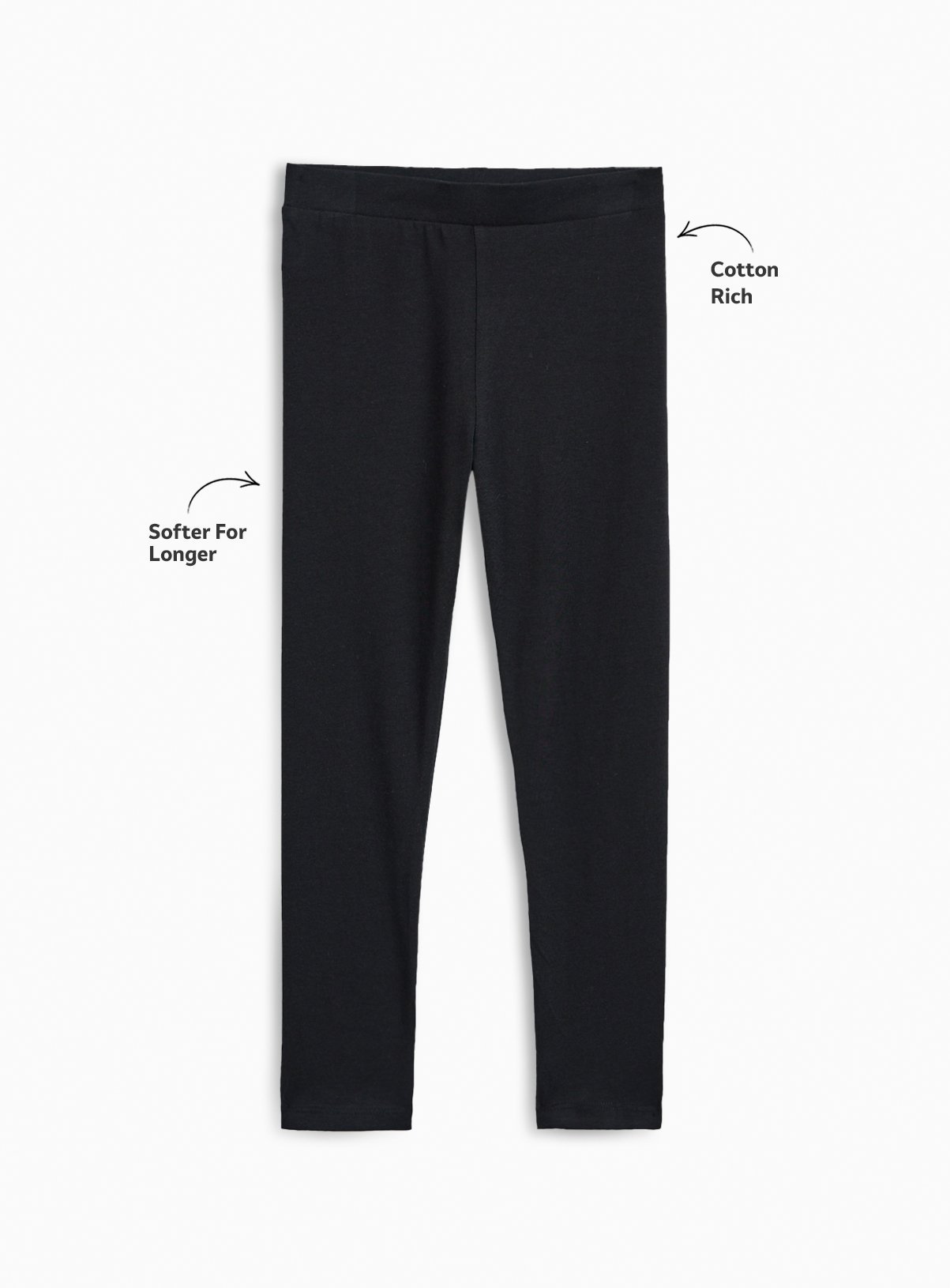 Black Cotton Rich Leggings 2 Pack 8 years - Image 2 thumbnail