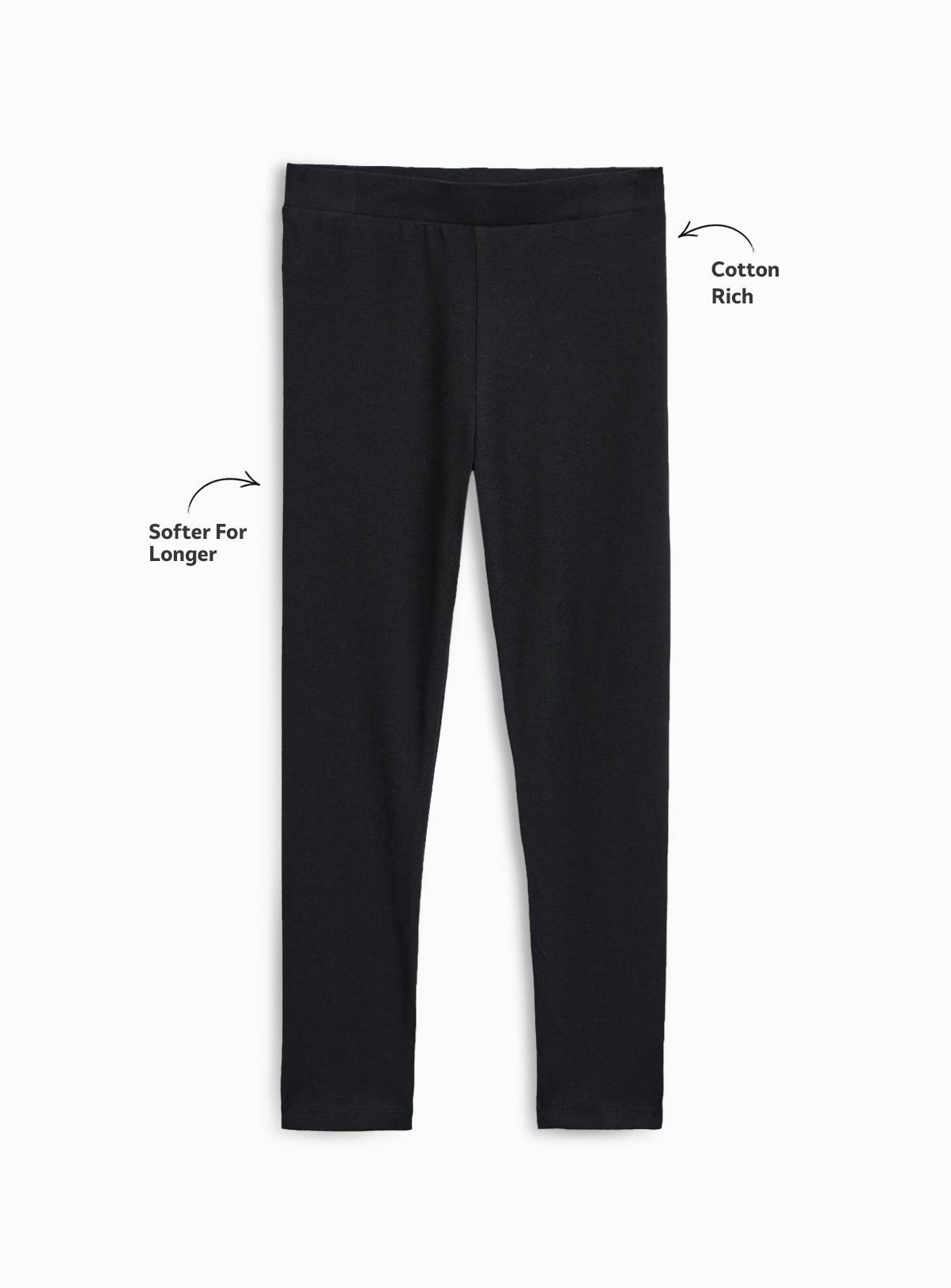 Black Cotton Rich Leggings 2 Pack 8 years - Image 2